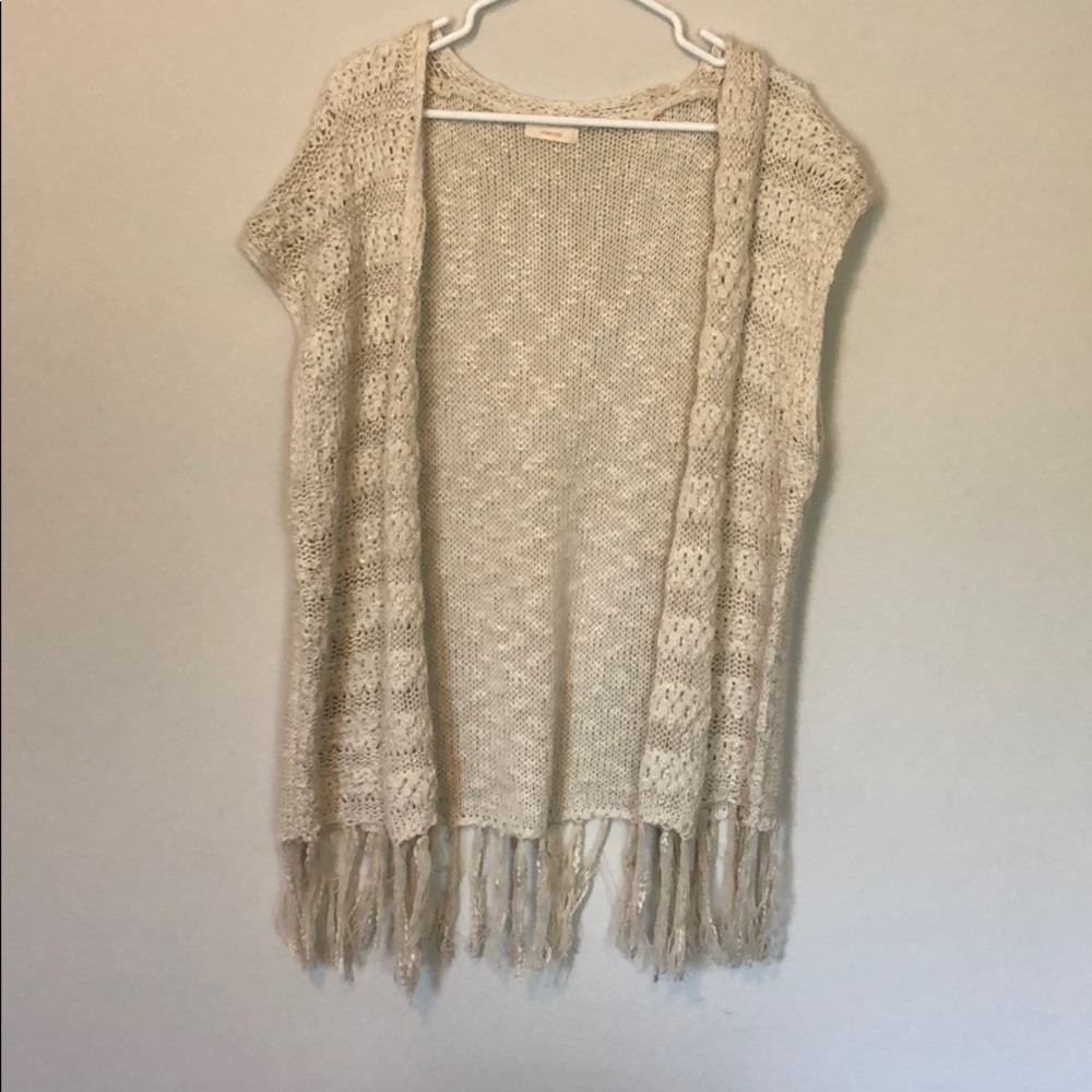 Honeylee open knit sleeveless cardigan